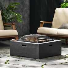 Roomfitters 29" Square MgO Wood-Burning Fire Pit with Durable Design, Modern Outdoor Fireplace for Cozy Evenings, Black