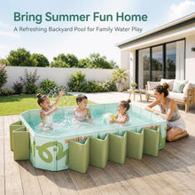Large Above Ground Pool, Rectangular Family Swimming Pool for Backyard