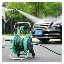 JTYMZYY Hose Reel Truck, Heavy Duty Water Hose Storage Truck, Garden Irrigation Hose Reel Watering Kit Water Hose Holder (Green 15m) (20m)