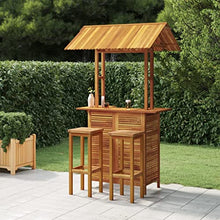 HEFZGDB 3 Piece Patio Bar Set Solid Wood Acacia Porch Furniture Patio Table and Chairs Set Outdoor Patio Set Suitable for Lawn, Garden, Poolside.