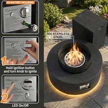 2-Piece 30" Propane Fire Pit Table for Outside Patio with Hidden Tank Table