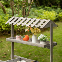 Antique Rustic Solid Wood Decor Display Rack Cart Wood Plant Stand 3 Tier with Wheels for Display, Wood Wagon with Shelves for Plants and More