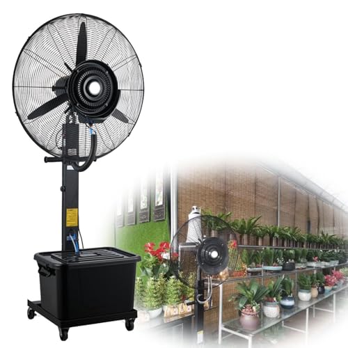 JDXQBLD Outdoor Misting Fan with 11 Gallon Tank, 3-Speed Oscillating Industrial Spray Pedestal Fan for Patio & Garage，750mm/30