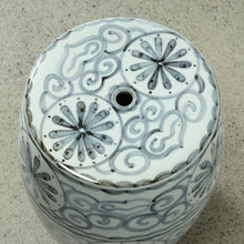 Artissance Approx. 17" High Soft Sky Blue Hand-Glazed Ceramic Garden Stool with Flower Motif