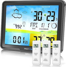 SHANBOYU Multifunction Weather Station, Weather Station Digital Forecast Hygrometer Humidity Temperature with 3 Wireless Sensors Indoor Outdoor Monitor 7.5"