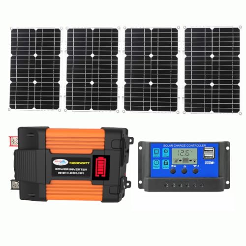 OLONETO 4000W 6000W Complete Solar Inverter Kit with 30A Controller and 100W Solar Panel for Home Grid System for Home and Outdoor Power Generation System(12V-220V)