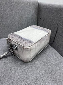 Vietnam Genuine Himalayan Alligator Crocodile Leather Golf Shoe Bag White and Grey