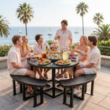 YITAHOME 38'' Metal Picnic Table with Umbrella Hole