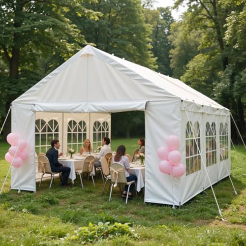 Portable Garage Canopy, Carport Car Canopy Party Tent Outdoor Gazebo with Removable Sidewalls Outdoor Gazebo Commercial Tents for Parties Wedding BBQ, White(20'x40')