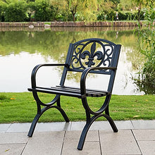 Metal Patio Outdoor Wrought Iron Dining Chairs Rust-Proof Seats Chairs for Garden Backyard Lawn Black