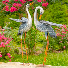 Zaer Ltd. Set of 2 44" Tall Blue and White Metal Egret Garden Figurines