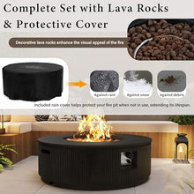 Merax 38'' MGO Propane Outdoor Fire Pit with Vertical Stripe Design, Brown