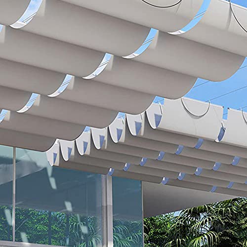 LWJQRSP Premium Waterproof RetractableShade UV Block Breathable Canopy for Patio Pergola Gazebo Includes Mounting Kit Gray (0.9 x 6m)