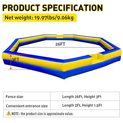 WARSUN Giant 26Ft Inflatable Gaga Ball Pit with Built-in Blower Blue&Yellow