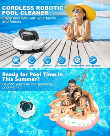 KANGJIEM Cordless Automatic Pool Cleaner, Automatic Vacuum Cleanerfor Above Ground Pool & Inground Swimming Pool, Strong Suction, Dual Motors, for Pool