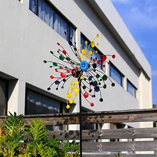 Garden Wind Spinner Outdoor Wind Spinner for Yard Garden Art LED Lighting Solar Powered Kinetic Spinner Yard Large Ornament for Outside Decoration