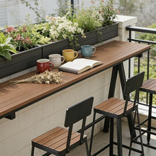 MISXEOE Outdoor Bar Table 47"-79", Wood Patio Bar Height Table High Counter Tables Rain/Sun Protection for Poolside Garden Balcony Restaurant Cafe, Indoor or Outdoor Use(Black 1,78.7"x15.7"x41.3")