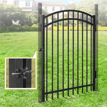 Fencer Wire Heavy Duty Arched Decorative Fence Gate, 5FT Height x 4FT Width Outdoor Fence Gate, Outdoor Anti-Rust Metal Steel Gate for Fencing Barrier, Garden Gate with Gate Lock