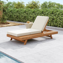 Christopher Knight Home Kayes Acacia Wood Chaise Lounge with 4'' Triple Folds Cushion, Outdoor 79'' Patio Recliner Chair with 4-Position Adjustable Backrest, Sun Lounger for Backyard, Teak+Cream