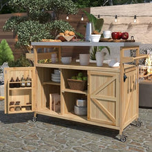 Dancongtea 50" Outdoor Kitchen Island, Rolling BBQ Cart w/Stainless Top