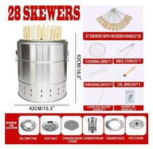 barrel smoker Smokeless Barbecue Hanging Grill With 28 Skewers Stainless Steel Charcoal BBQ Stove Charcoal Braised Grill Barrel Large Capacity Portable 360° All Round Roasting Oven (Size : 42cm*39cm