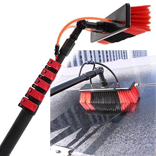 Niczu Window Glass Cleaning Pole Kit, Extendable Outdoor Cleaner Tools Photovoltaic and Solar Panels, Water/Hose Pole Cleaning Brush Equipment,9M/30FT