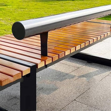 GRFIT Outdoor Bench Outdoor Bench for Park, Wooden Chair for Garden, with Lacquered Steel Structure, Rest Seat for Patio Garden Bench (Small)