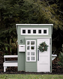 KidKraft Modern Outdoor Wooden Playhouse with Picnic Table, Mailbox, and Grill White