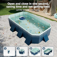 Foldable Non-Inflatable Family Swimming Pool, Hard Plastic Kiddie Pool, Easy Setup Collapsible Above Ground Pool, Durable Splash Pool for Backyard Outdoor Lawn Kids Adults Dog 11.8ft
