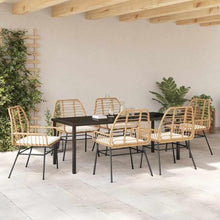 Molumvel 7 Pcs Poly Rattan Dining Set, Weather-Resistant Patio Furniture