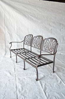 Elizabeth Outdoor Patio 6 pc Set Seating Group Cast Aluminum Antique Bronze Walnut Cushions