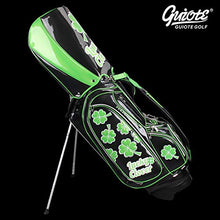 Guiote Golf Stand Bag Pu Leather Golf Carry Bag Embroidery Series 8-Ways 9.0" Black Lucky Clover
