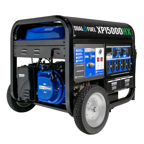 DuroMax XP15000HX 15,000-Watt Dual Fuel Portable Generator - Gas & Propane, Remote Electric Start, Whole Home Power Backup, Transfer Switch Ready, RV & Emergency Ready
