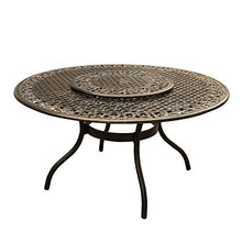 Oakland Living Ornate Traditional and Modern Contemporary Outdoor Mesh Lattice Aluminum 59 inch Bronze Round Dining Set with Lazy Susan and Six Chairs