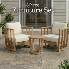 Alaterre Furniture Orris 3 Piece Outdoor Patio Furniture Set - Weather-Resistant Eucalyptus Wood Patio Table and Chairs Set of 2 - Modern Outside Furniture Set for Porch, Deck, or Poolside (Natural)