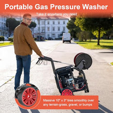 TechSweepPro 4400PSI Gas Pressure Washer with Hose Reel, One-Button Start 420cc 15HP 4-Cycle Engine, 4.5 GPM Heavy Duty Power Washer with 50FT 3/8" Hose, Spray Gun & Wand, 5 Quick Connect Nozzles