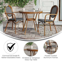 EMMA + OLIVER Black/White Indoor/Outdoor Bistro Table Set with 2 Chairs