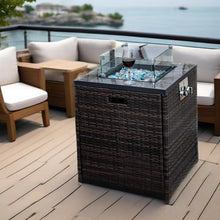 FammyLoft Propane Fire Pit Table, 24" Firepits for Outside, Gas Fire Pit for Outside Patio, Propane Fire Table w/Steel Lid, Rain Cover for Patio, 50000BTU, Tank Outside, Tank Not Included, Espresso