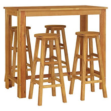 QINXIXINAIXI Garden Bar Set Natural Wood Solid Acacia Wood for 4 People Outdoor Patio Sets Patio Furniture Set Outdoor Sofa Set Modern Outdoor Furniture for Poolside Patio Deck Garden