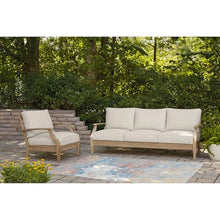 Signature Design by Ashley Carter Hall Outdoor Eucalyptus Patio Lounge Chair with Cushion Linen