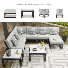 Signature Design by Ashley Beachloft Casual Glass Tabletop Outdoor Coffee Table with Sled Base, Gray & Black