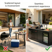 RGWYGCG Outdoor Kitchen Island Grill, 6-Burner Gas Grill with Refrigerator, Sink & Food Prep Countertop, Heavy Duty Stainless Steel Modular Outdoor Kitchen for Backyard, Patio