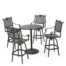 Christopher Knight Home Arlana Outdoor 5-Piece Cast Aluminum Bar Set Black Copper