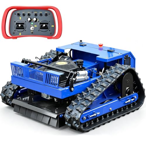 Remote Control Lawn Mower, 21.65 Inch Cutting Width, Adjustable Height,Oil-Electric Hybrid Crawler Track Mower, 45° Slope Climbing, High Power Strong Mower, All-Terrain for Steep Slopes Large Lawns