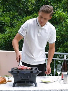 Charcoal Grills, Barbecue Grill, Portable Mini Charcoal Grill Desk Tabletop Outdoor All Cast Iron Smoker Grill for Picnic Garden Terrace Camping Travel