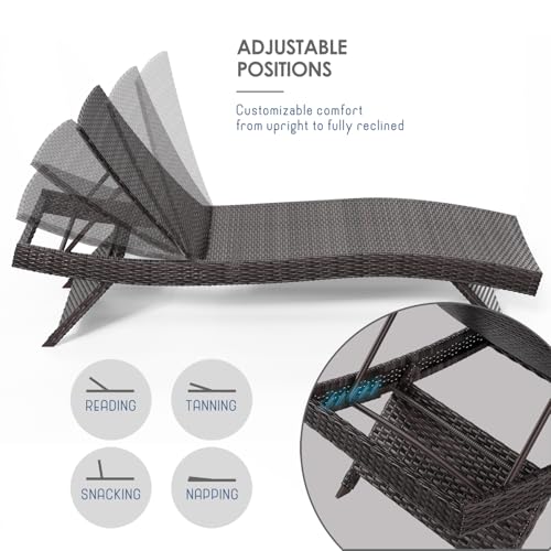 Nestl Outdoor Lounge Chair Set of 4, Wicker Reclining Patio Chairs Brown