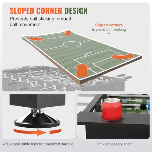 VEVOR Foosball Table 55 inch Standard Size Indoor Full Size for Home, Family, and Game Room Black