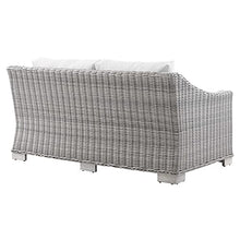 Conway Outdoor Patio Wicker Rattan Loveseat in Light Gray White