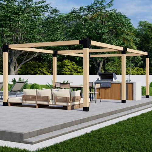 DIY Freestanding Pergola Bracket Kit - 6x6 Posts - Build Up to 24' x 12' - Steel Hardware Only