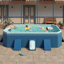 Portable PVC Foldable Pool Full Sized Foldable Non-Inflatable Square Above Ground Pool with Two Drains for Easy Setup and Storage Ideal for Outdoor, Backyard(4m/13ft)
